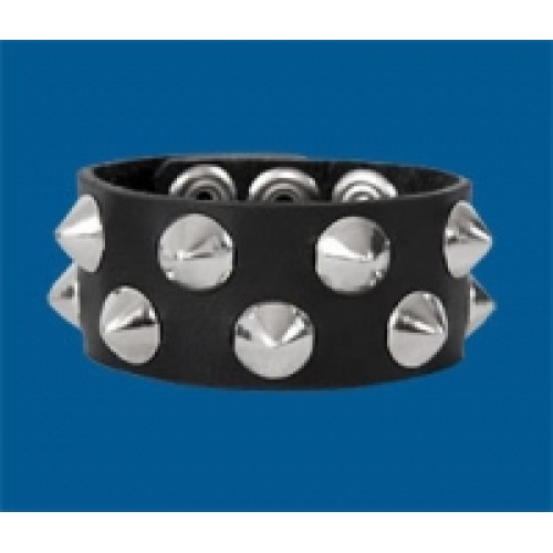 2015 gothic Black bondage 2-Row Cone Checkered Wristband leather material