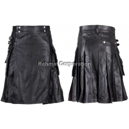 Hot selling black leather skirt 
