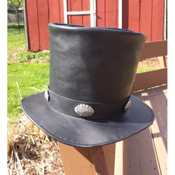 mens leather top hat