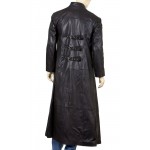 GOTHIC LONG LEATHER COAT BLACK COLOR STEAMPUNK GOTH