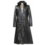 MENS GOTHIC LONG LEATHER COAT BLACK COLOR STEAMPUNK GOTH 