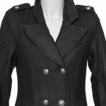2015 GOTHIC BLACK WOOL MILITARY STYLE LONG COAT FOR WOMENS 