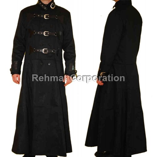 GOTHIC COTTON COAT STEAMPUNK GOTH WITH BUCKLES ON FRONTSIDE 