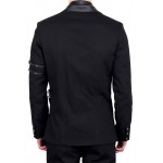2015 Gothic Vintage Goth Steampunk jacket Men black Gothic black jacket Military Cotton material 