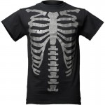  2015 Gothic Back in black glow ribcage t-shirt cotton material 