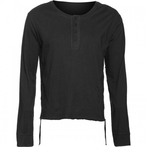  2015 Gothic black Buttoned neck men's shirt top cotton material 