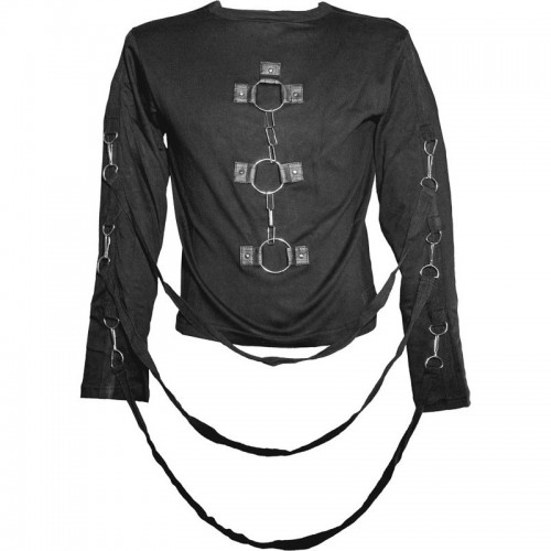  2015 Gothic Black Men's long-sleeve bondage shirt cotton material 