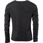  2015 Gothic black Men's shirt with rings and studs on sleeves 