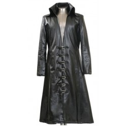 MENS GOTHIC LONG LEATHER COAT BLACK COLOR STEAMPUNK GOTH 