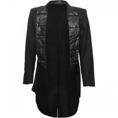 GOTHIC STYLE COTTON TAIL COAT WITH FRONTSIDE PVC PATCH 