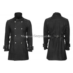 GOTHIC STYLE COTTON COAT WOOL MATERIAL WITH FRONTSIDE BUTTONS 