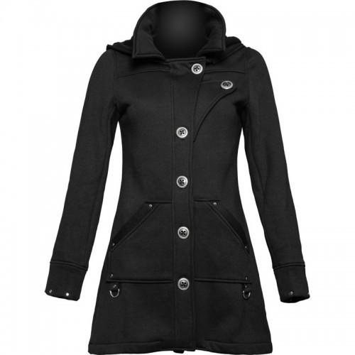 GOTHIC STYLE GUN FLAP FASHION JACKET WITH REMOVABLE HOOD FOR WOMENS 
