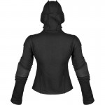 2015 BLACK COTTON CYBER GOTH FASHION JACKET WITH HOOD FOR WOMENS