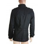  2015 Gothic Punk Jacket Men Black 100% Wool Military material 