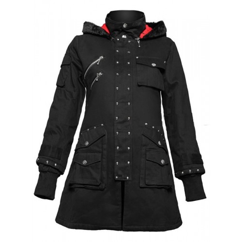 GOTHIC COTTON LADIES JACKET BLACK COLOR WITH HOOD