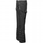 2015 GOTHIC STYLE BLACK COTTON BUCKLE PANTS FOR WOMENS 